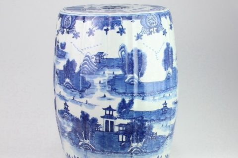 RZOY10  Blue and white hand drawn ancient China life pattern porcelain arris stool