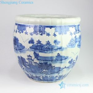RZOY12   China reigon with river in dream blue and white arris porcelain pot