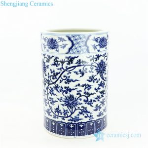 RZOY23   Ceramist made interlock branch floral porcelain umbrella stand
