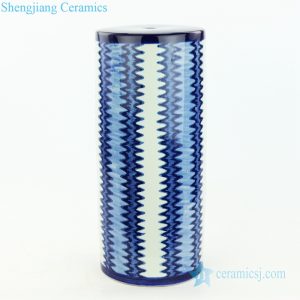 RZOY25 Glistening light of sea wave design indigo blue and white zigzag strip porcelain lamp