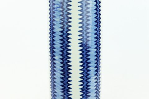 RZOY25 Glistening light of sea wave design indigo blue and white zigzag strip porcelain lamp