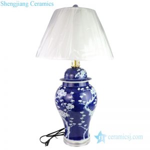 DS-RYLU162       Deep blue background flower design porcelain lamp