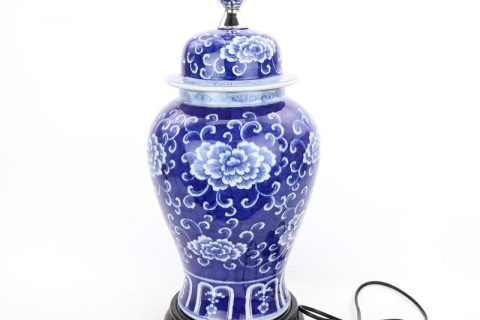 DS-RYLU179      Black foundation beautiful flower pattern porcelain lamp