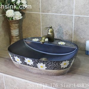 LJ19-176      Modern style beautiful flower design ceramic wash basin