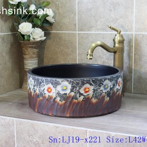 LJ19-x221       Column colorful flowers design ceramic sanitary ware