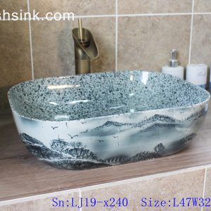LJ19-x240      Marble color inside landscape design ceramic wash sink