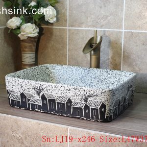 LJ19-x246    Imitating marble black house design ceramic wash basin
