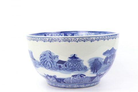 RYLU158-A       Hand painted landscape design ceramic fish bowl