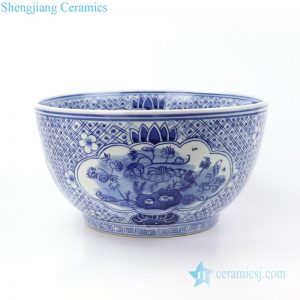 RYLU158-B      Jingdezhen traditional blue and white flower design ceramic fish bowl
