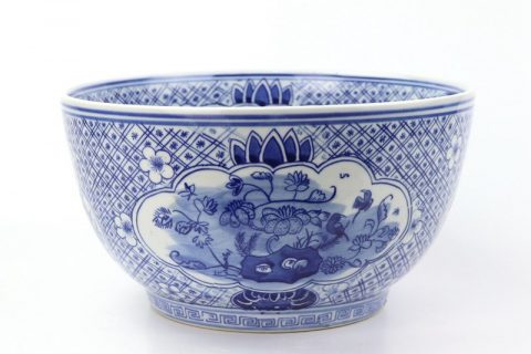 RYLU158-B      Jingdezhen traditional blue and white flower design ceramic fish bowl