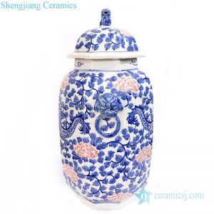 RYLU166        Antique high skill blue and white ceramic jar with lid