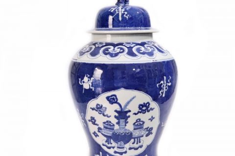 RYLU174       Artistic blue and white potiche style porcelain jar