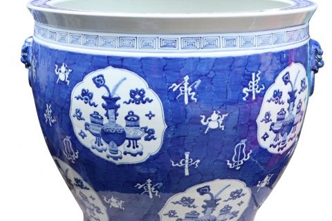 RYLU176-A     Antique hand painted chinese style ceramic with two handles pot