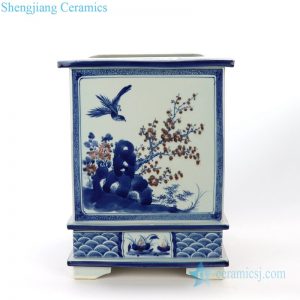 RZAJ17          Shengjiang ancient wholesale ceramic with flower and bird design square pot