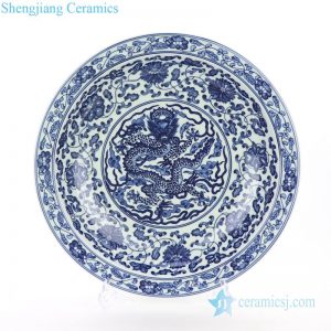 RZBD06          Valuable ceramic with floral and dragon pattern display plate
