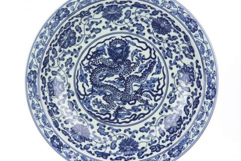 RZBD06          Valuable ceramic with floral and dragon pattern display plate