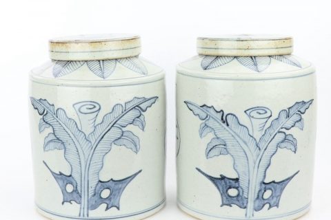 RZFB05      Chinese traditional style ceramic with leaves design tea jar