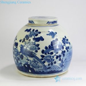RZFZ05-M       Chinese style valuable ceramic with flower and bird design tea jar
