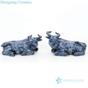RZGA03       Pair of celadon glaze ceramic with buffalo shape figurine