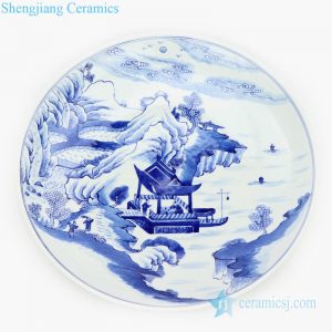 RZKS17          Shengjiang pure hand painted ceramic with mountain design plate
