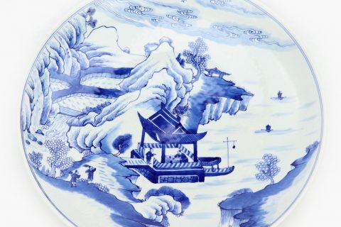 RZKS17          Shengjiang pure hand painted ceramic with mountain design plate