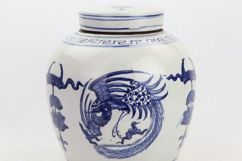 RZKT04-G      Beautiful phoenix design Qing dynasty ceramic tea jar