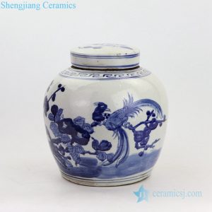 RZKT04-H        Hand craft flower and bird design ceramic tea jar