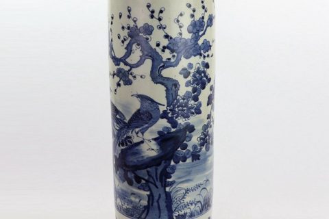 RZKT09-D        Blue and white floral and bird design ceramic umbrella stand