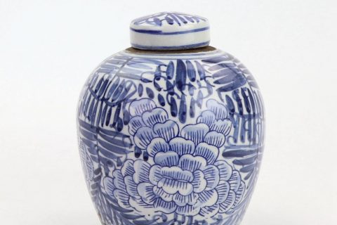 RZKT10-E         Free hand drawing chinese peony design porcelain tea jar