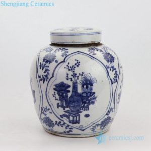 RZKT19-A      The Qing dynasty precious blue and white ceramic jar