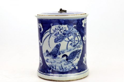 RZKT22       Shengjiang factory lotus design ceramic tea jar