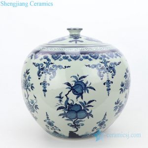 RZLG51     Global shape wholesale peach design ceramic tea jar