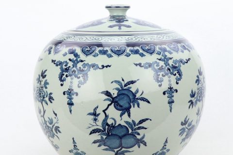 RZLG51     Global shape wholesale peach design ceramic tea jar
