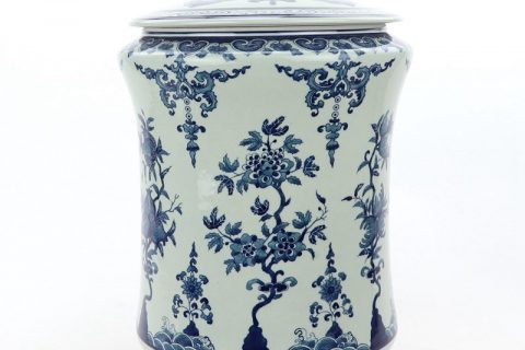 RZLG52       Free hand painted blue and white ceramic tea jar