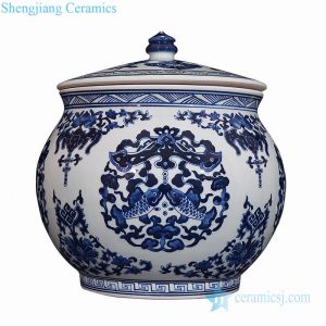 RZLG53     Asian style ceramic with fish design tea jar