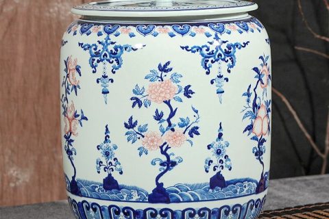 RZLG56    Hand made beautiful flowers design porcelain tea jar