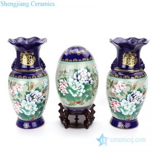 RZMF02        Glossy polychrome set of three ceramic decorative vase