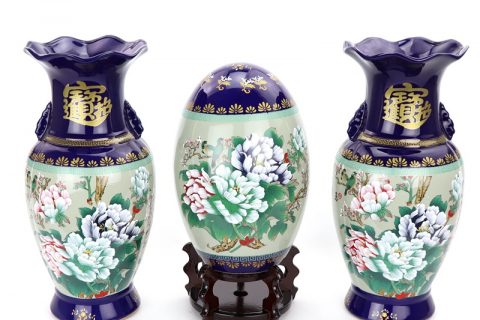 RZMF02        Glossy polychrome set of three ceramic decorative vase