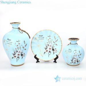 RZMF03          European style three piece of home decorative ceramic with flower design vase