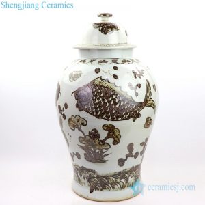 RZOX03     Jingdezhen factory ceramic with fish design jar