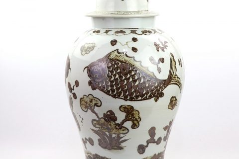 RZOX03     Jingdezhen factory ceramic with fish design jar