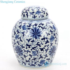 RZOY30      Shengjiang wholesale hand craft blue and white ceramic tea jar