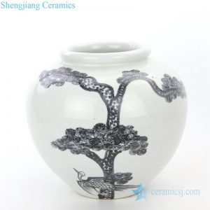 RZPI22-A     Simple style ceramic with pine tree design vase