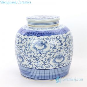 RZPI24-A    Chinese traditional ceramic with design of interlocking branches of peony tea jar