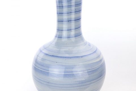 RZPI25     Asian style blue and white striped globular vase