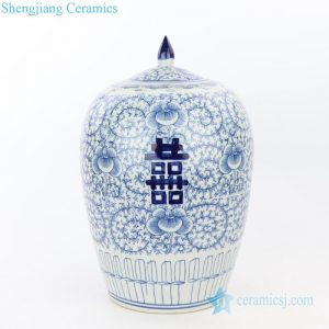 RZPI32     Antique ceramic with interlocking branches of lotus jar