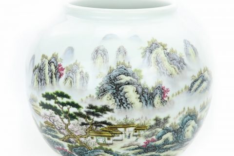 RZPL01        Famille rose landscape design ceramic vase