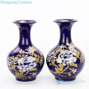 RZPM01        Emperor yellow ceramic with peony design vase
