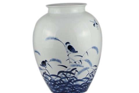 RZPO01     Blue and white bird design ceramic vase