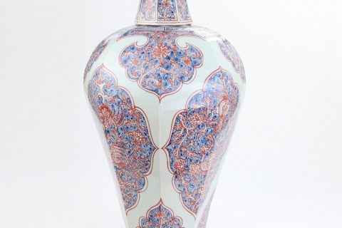 RYVK13      Asian style elegant underglaze red phoenix design porcelain jar